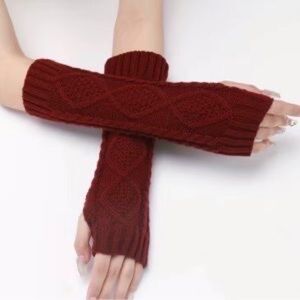 NWT Burgundy Fingerless Knit Gloves